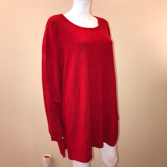 Apt. 9 Sweaters - Apt 9 Tunic Sweater Sparkle Red Tango NEW